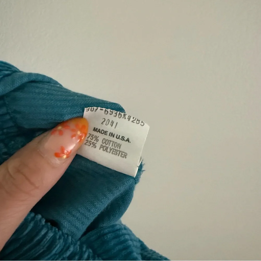 OshKosh‎ B’Gosh Vintage Teal Corduroy Overall Dress - Picture 6 of 6